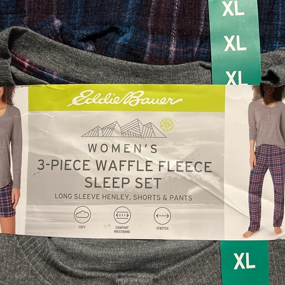 NWT Eddie Bauer Ladies' 3-Piece Waffle Fleece Pajama Set - Picture 4 of 6